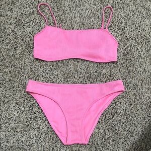 Hollister Pink Ribbed Bikini Set